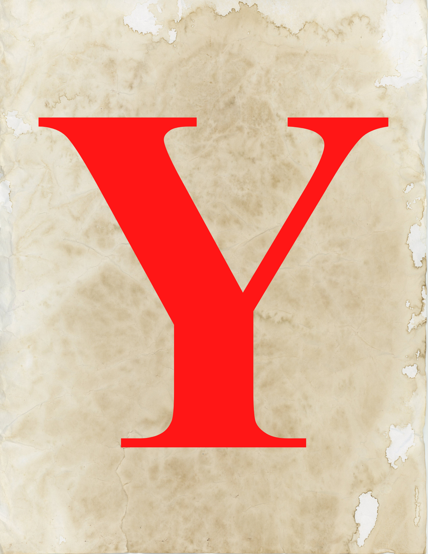 A festive red letter y on a piece of paper, perfect for adding holiday cheer to your Wondermom Shop Christmas Wall Art.