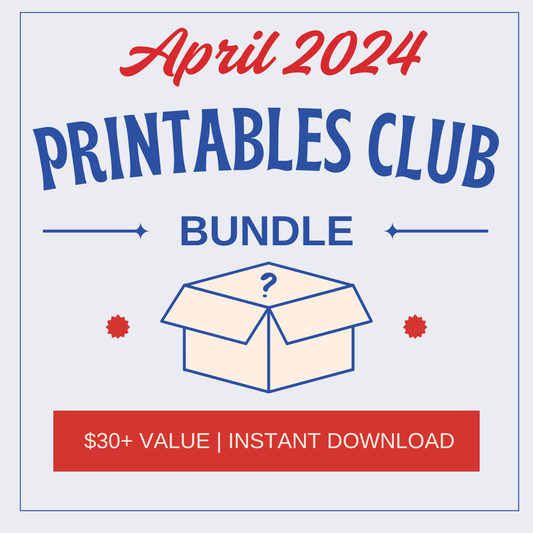 April 2024 Printables Club Bundle by Wondermom Shop—Easter printables and kids activities in a box-themed graphic. Get over $30 value with instant download!.