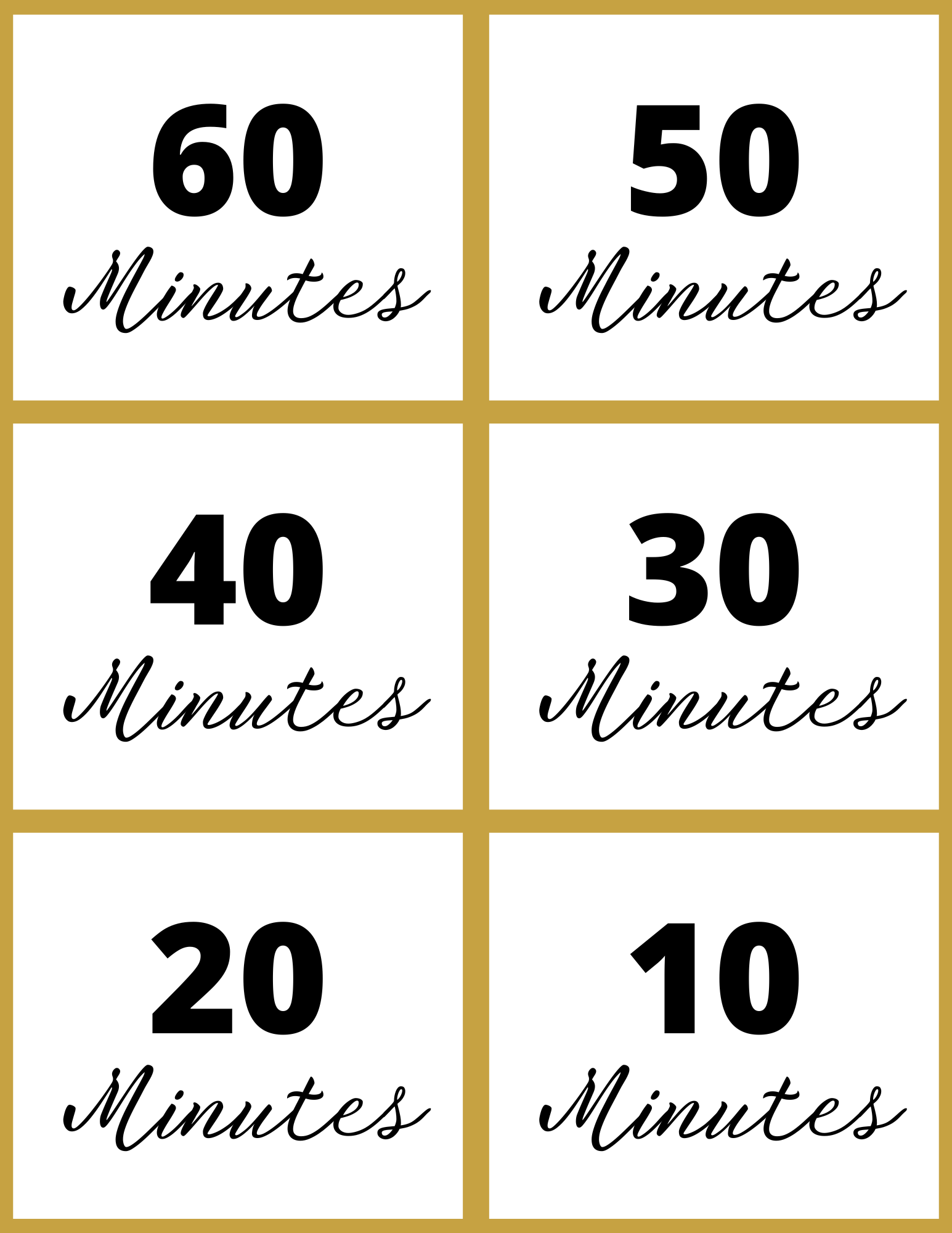 The Wondermom Shop's New Year Countdown Kit features an interactive printable board with six squares, each marking "60 Minutes," "50 Minutes," "40 Minutes," "30 Minutes," "20 Minutes," and "10 Minutes" to enhance your countdown experience.