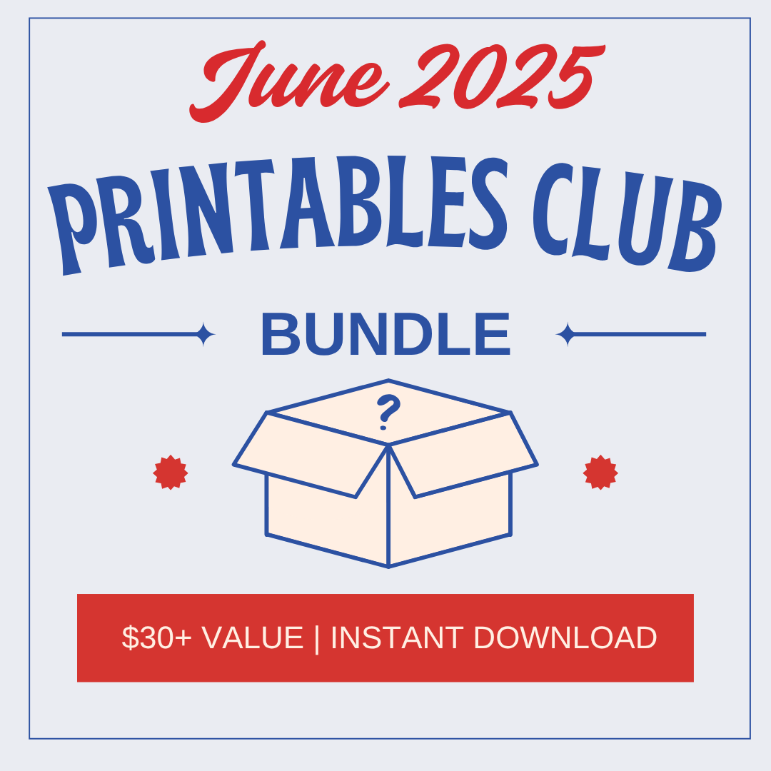 The June 2025 Printables Club Bundle from Wondermom Shop features summer family activities and printable planners, valued at $30+. Get the bundle instantly with a fun box illustration!.