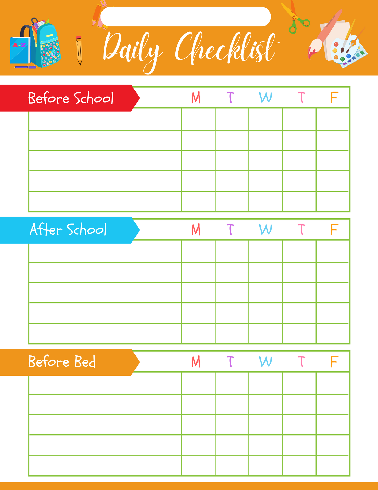A daily checklist with Wondermom Shop's School Planner.