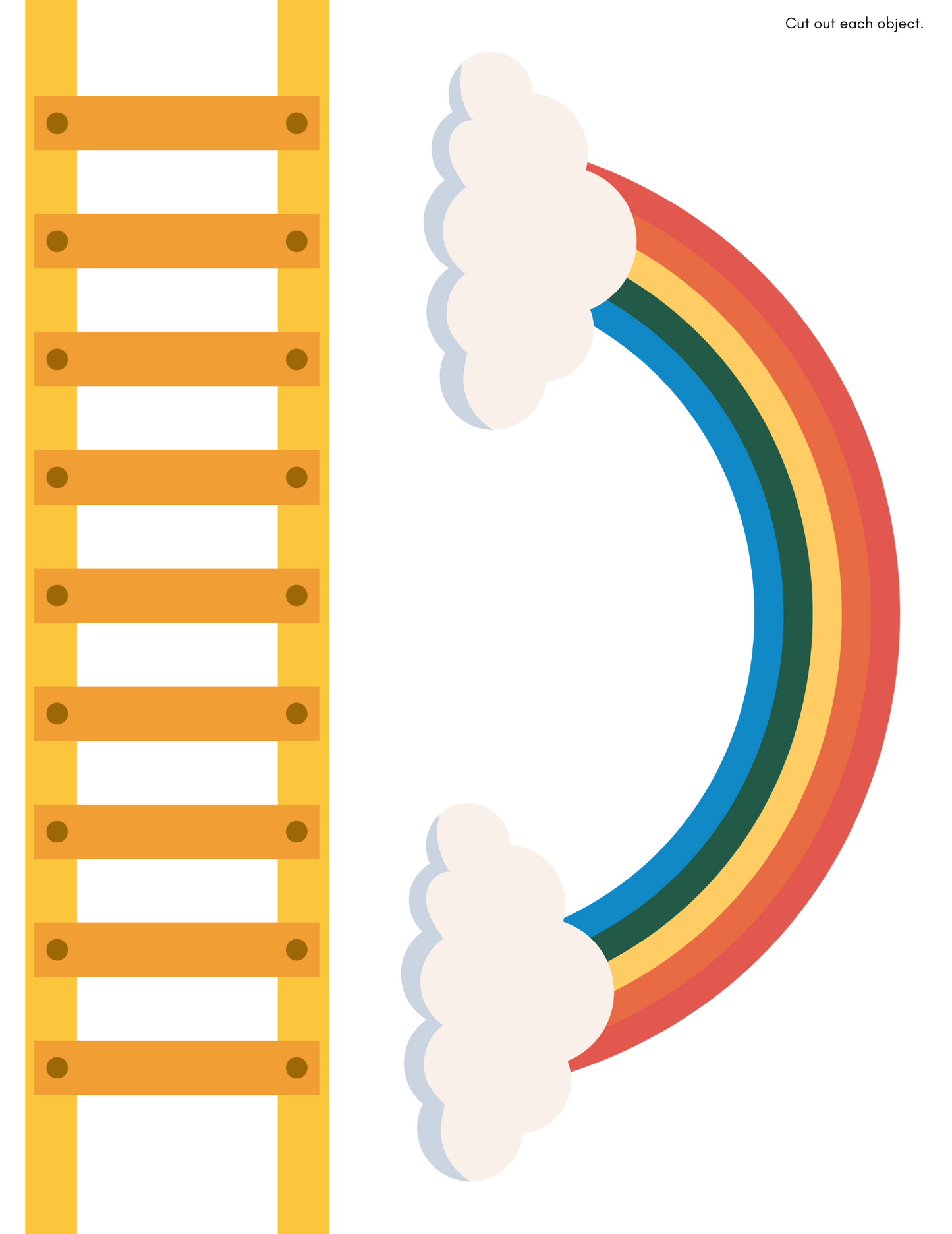 The Wondermom Shop's "St. Patrick’s Day Leprechaun Trap Printable" features a yellow ladder and a rainbow with clouds, ideal for St. Patrick's Day themes or as an element in creative and printable set designs. Perfect for kids' DIY projects!.