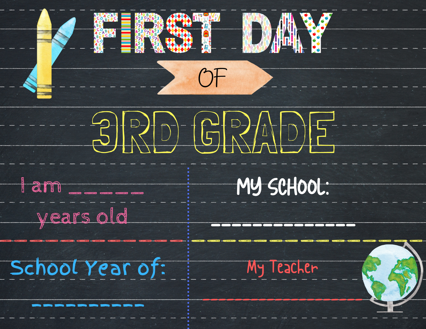 Wondermom Shop's First Day of School Signs printable.