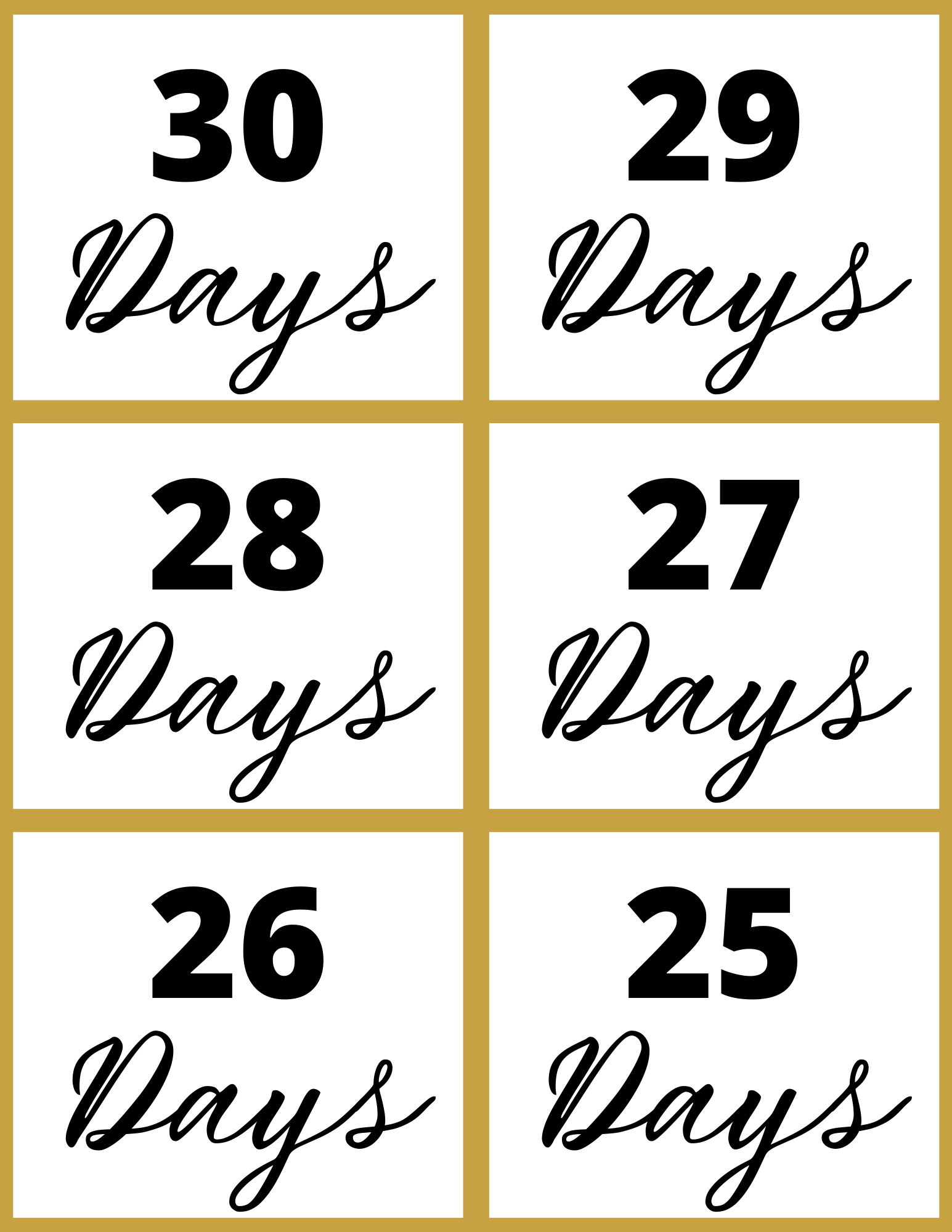 The Wondermom Shop's New Year Countdown Kit features an interactive template with a grid displaying numbers 30, 29, 28, 27, 26, and 25 days to enhance the countdown experience.