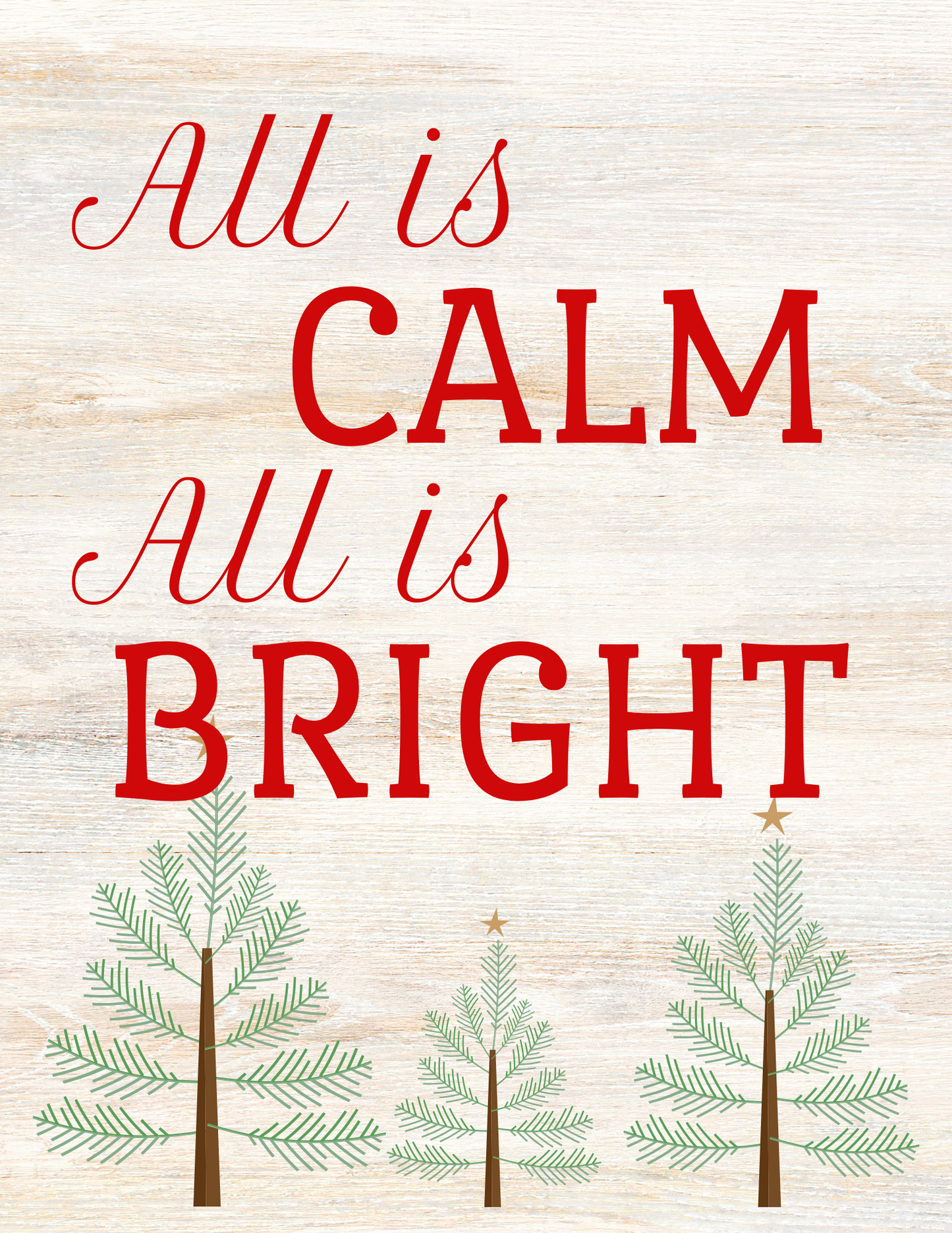 Wondermom Shop Christmas Wall Art with the words "all is calm" and "is bright", bringing holiday cheer to your festive celebration.