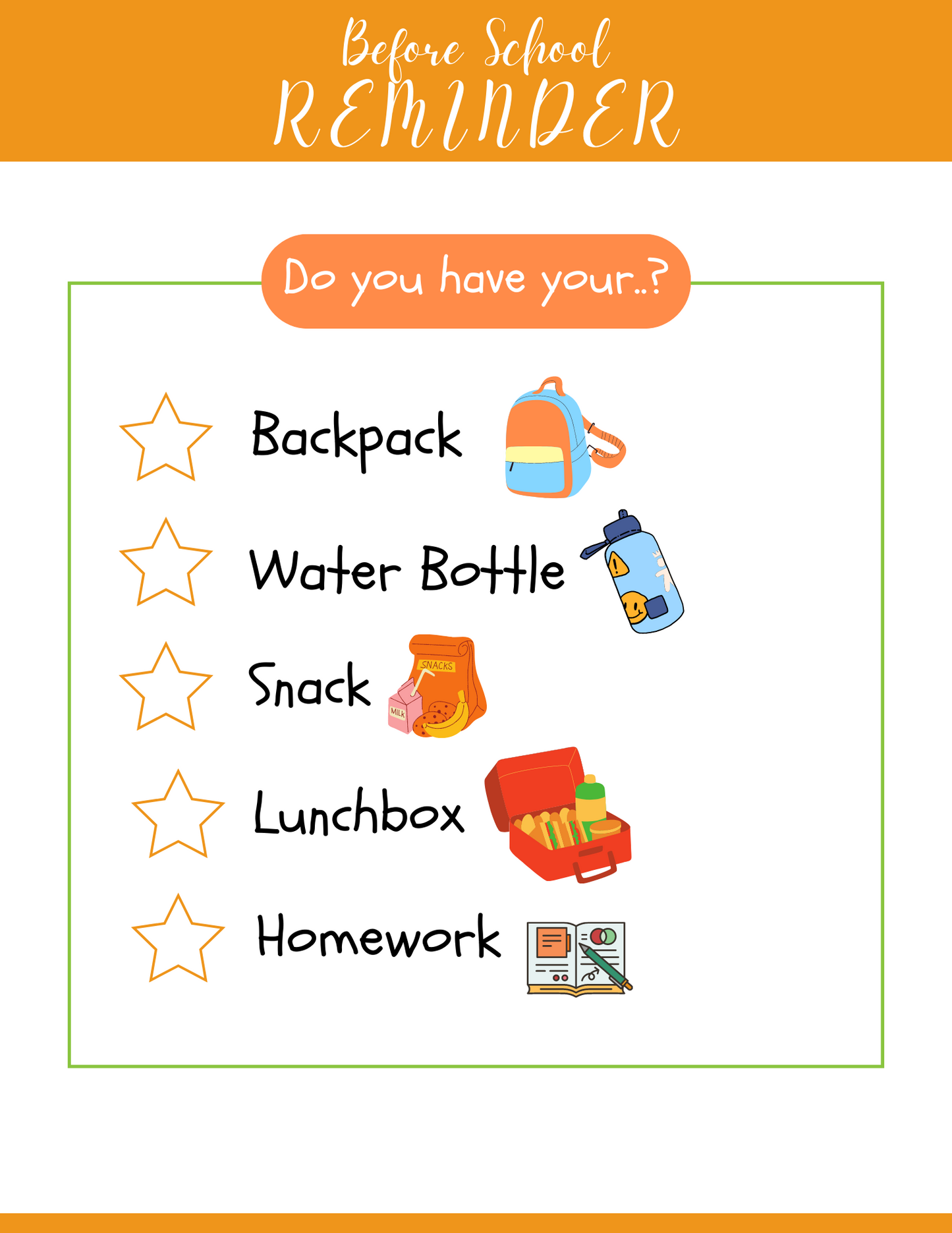 A School Planner with the words before school reminder do you have your backpack? produced by Wondermom Shop.