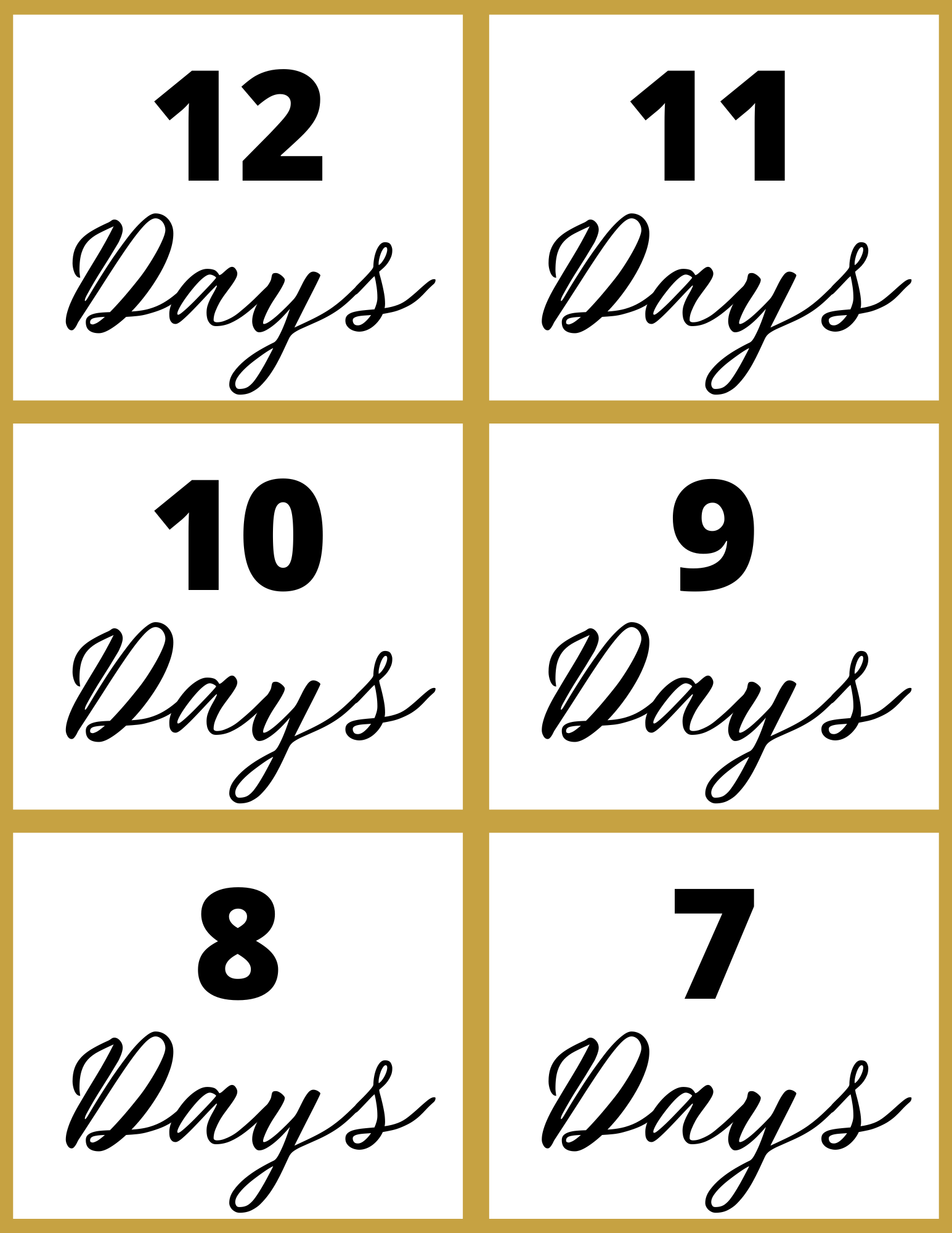 The Wondermom Shop's New Year Countdown Kit features six white boxes showing "12 Days" to "7 Days" in descending order for an interactive countdown.