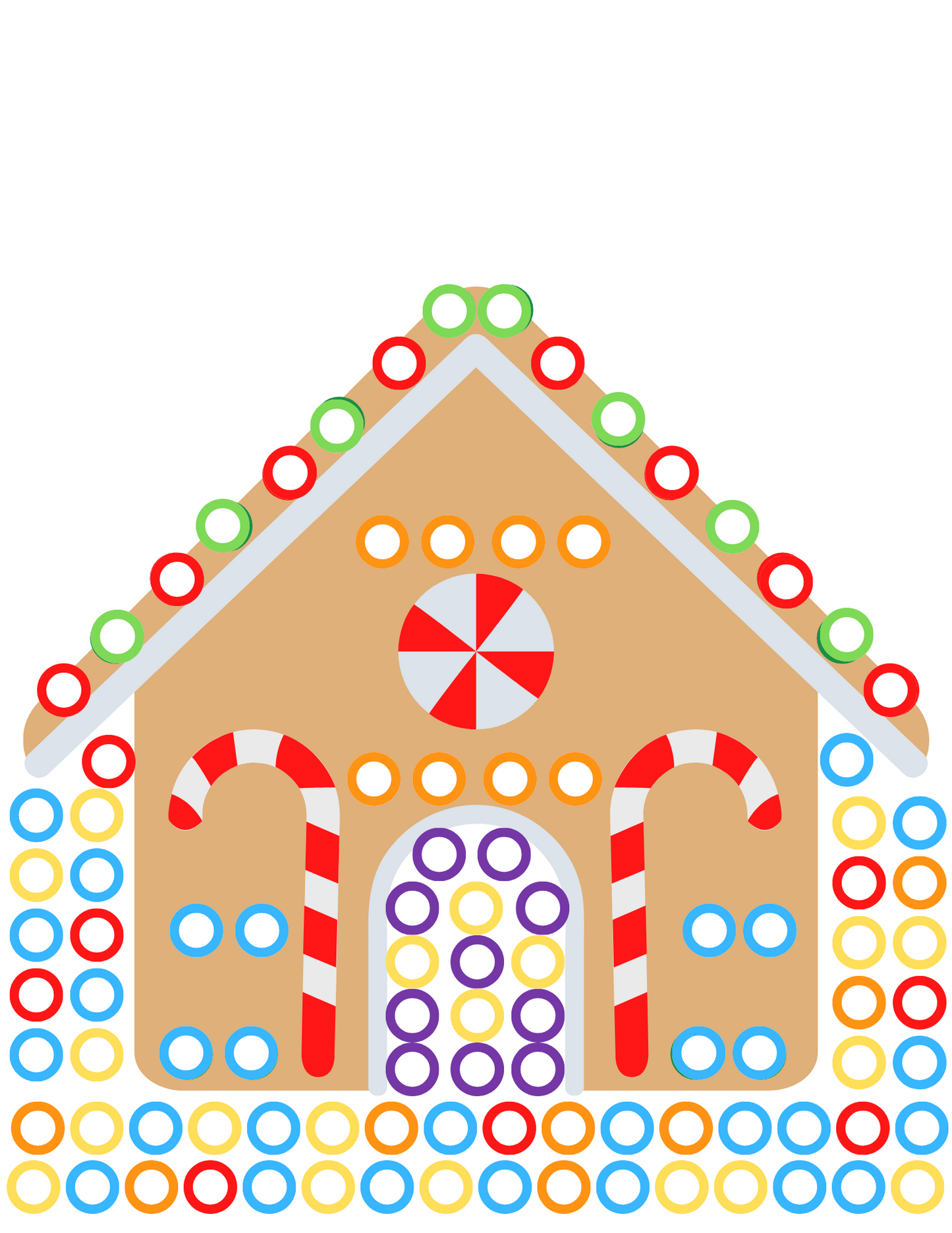 Experience festive fun with the Christmas Roll and Color Dice Game adorned with candy canes, available at Wondermom Shop.