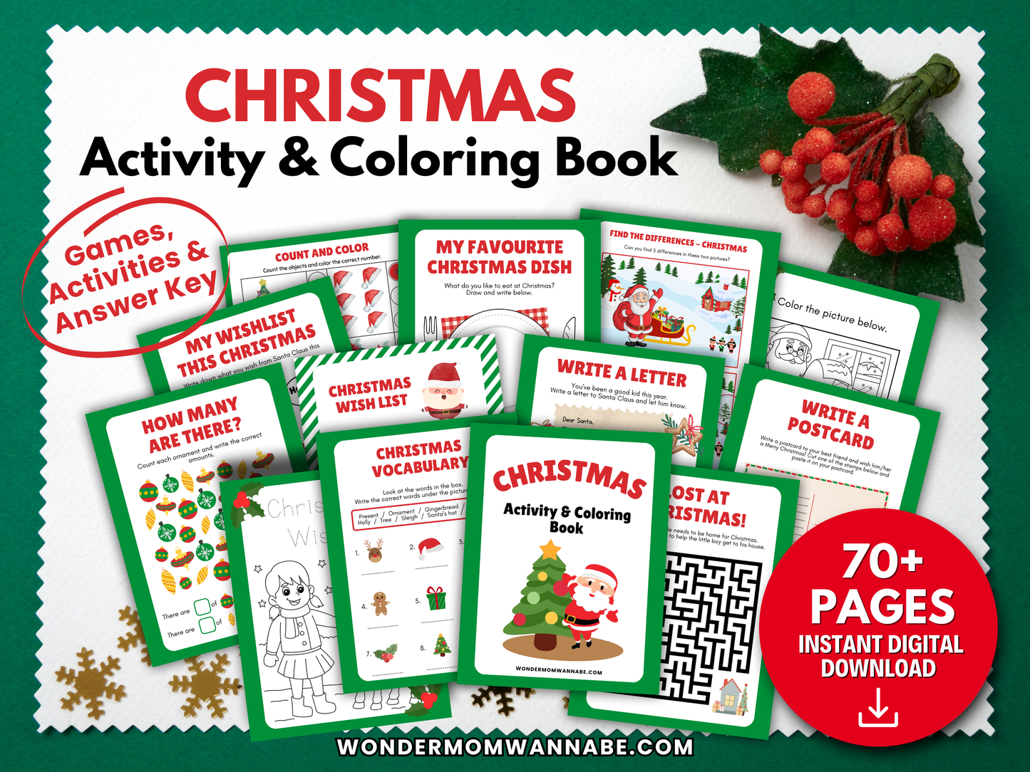 Christmas Activity & Coloring Book Printable