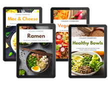 Load image into Gallery viewer, Four College Cookbook Bundles with Wondermom Shop healthy bowls on them.
