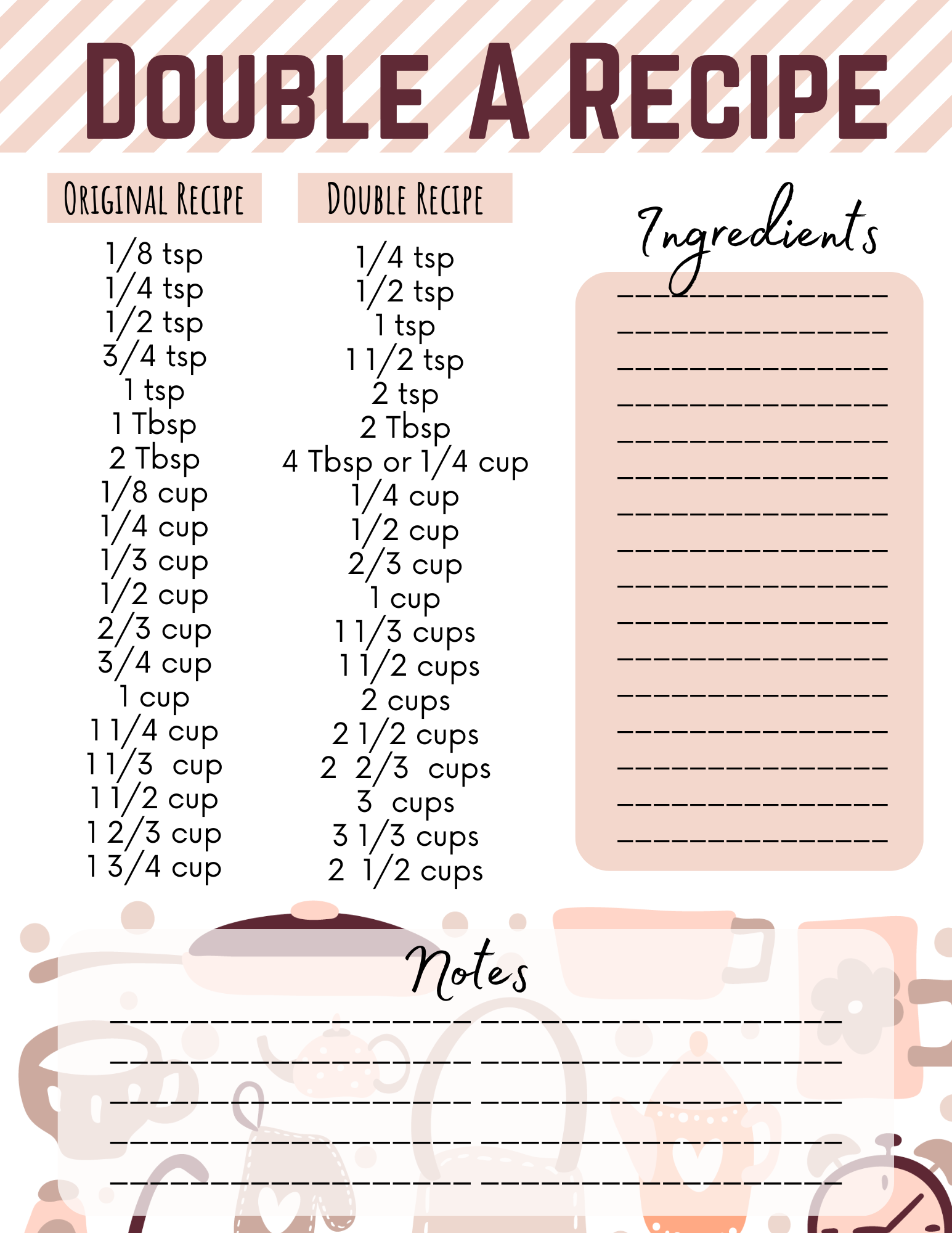 Wondermom Printables' Double a Recipe printable.