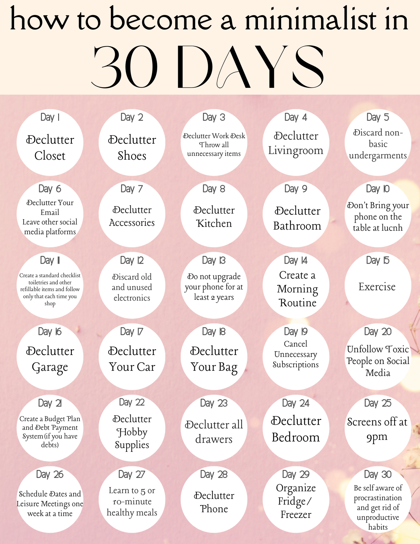 How to become a minimalist in 30 days with the Wondermom Printables' "How to Become a Minimalist in 30 Days" guide.
