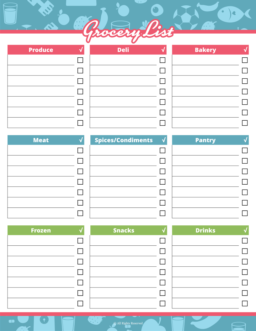 The Fitness Binder by Wondermom Shop offers a digital grocery list template with categories like Produce, Deli, Bakery, and more. Featuring checkboxes and blank lines for easy entry, it's ideal for meal prep when paired with your printable fitness planner.