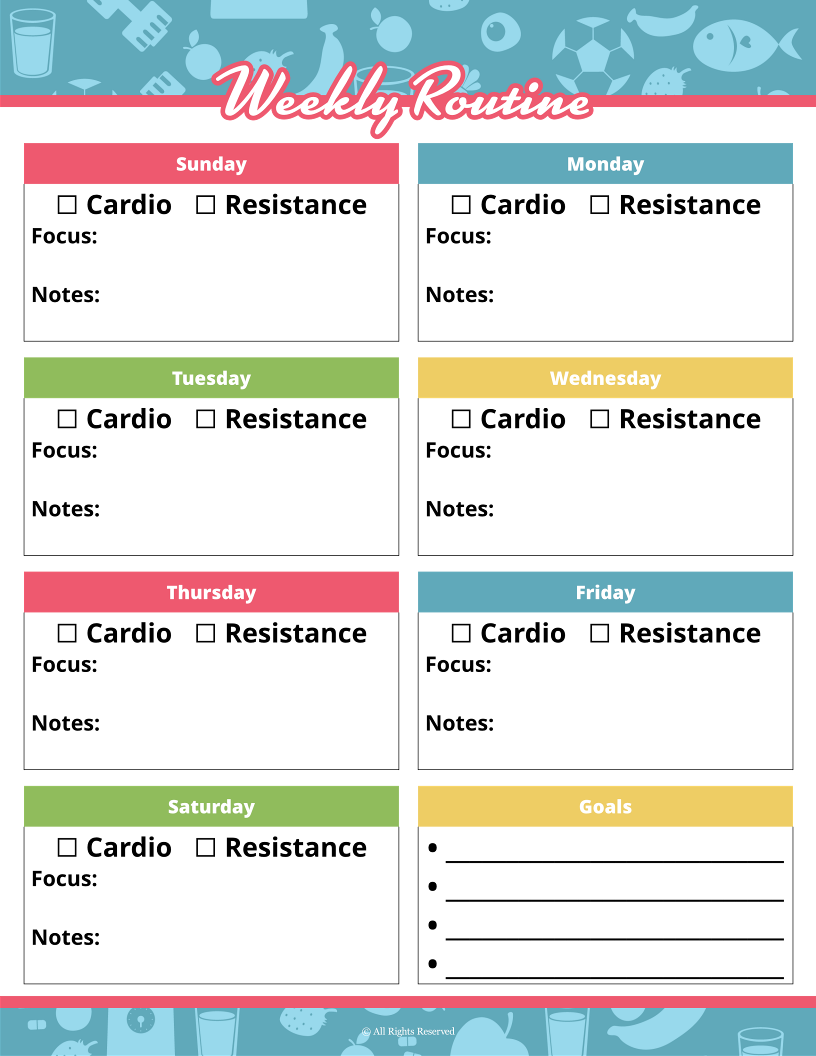 The Wondermom Shop Fitness Binder offers a weekly planner with sections for cardio, resistance, focus, and notes from Sunday to Saturday. It includes goal-setting and meal planning tips, making it the perfect companion for your workouts.