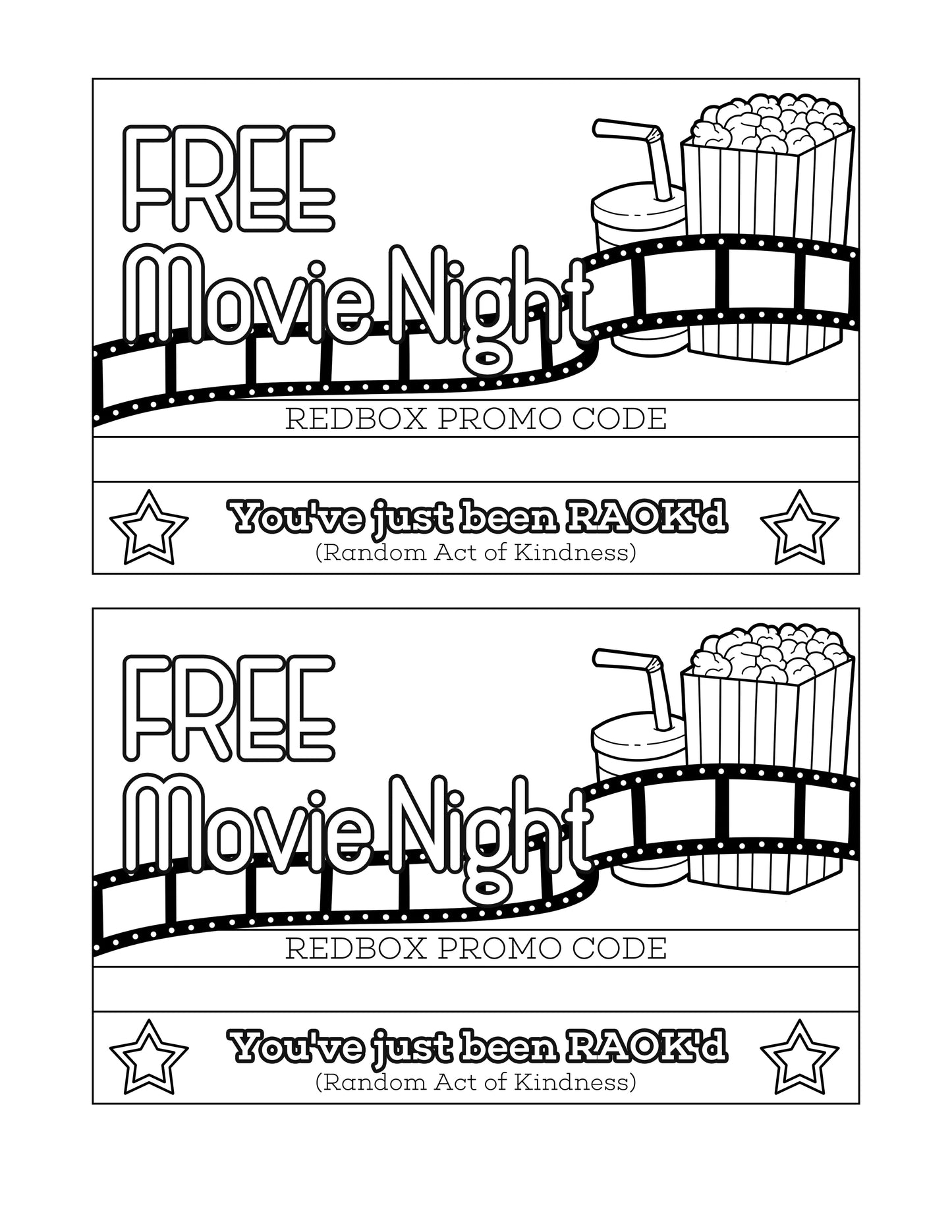 Wondermom Shop's Random Acts of Kindness Gifts Set with free movie night coupons.