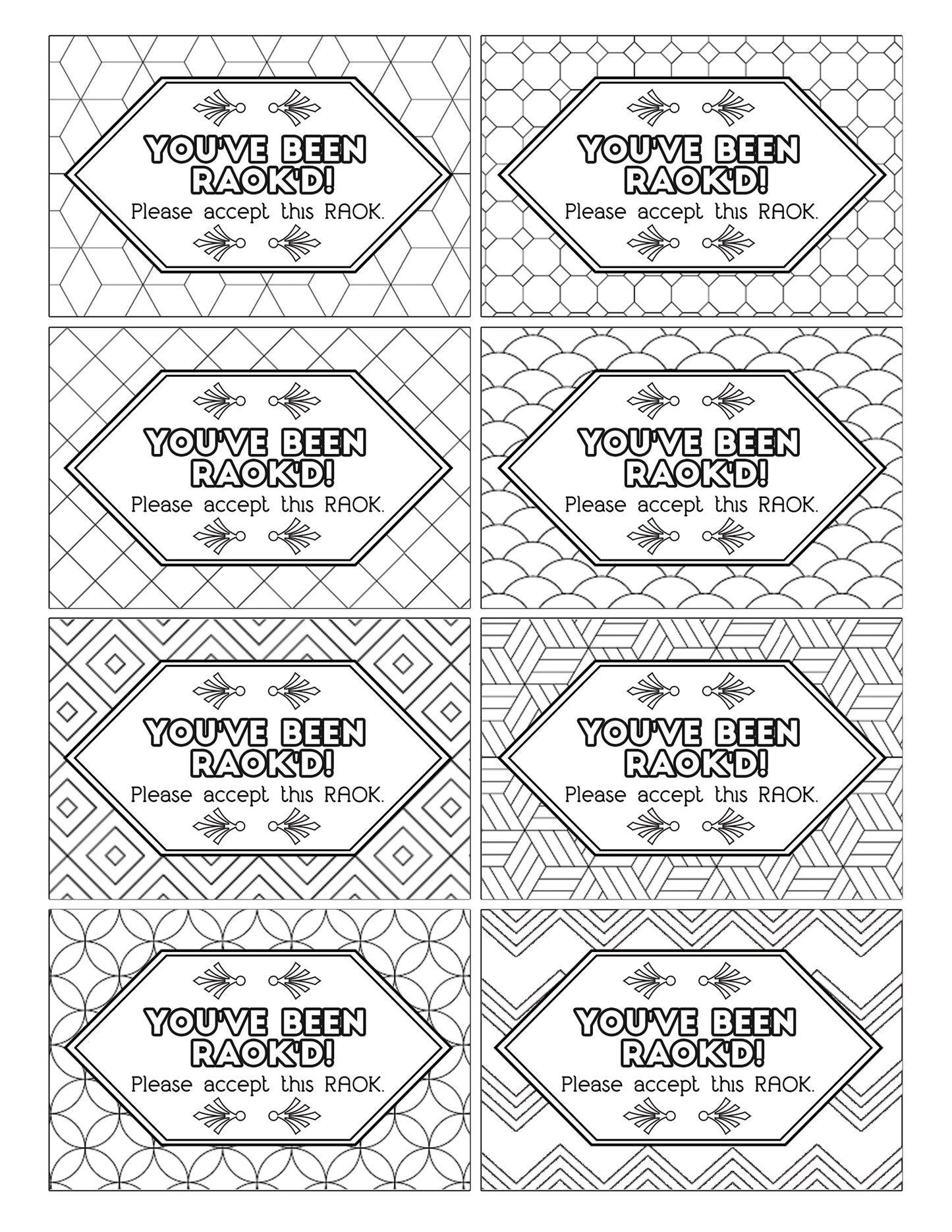 A set of Color Kindness Gift Bundle black and white labels and gift tags with geometric designs from Wondermom Shop.