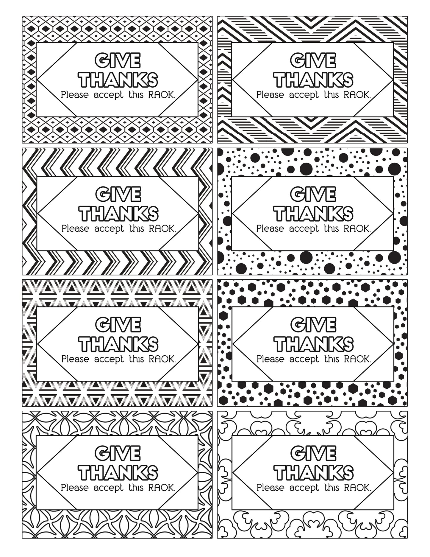 A set of Color Kindness Gift Bundle coloring pages for Thanksgiving featuring labels and gift tags showcasing kindness, brought to you by Wondermom Shop.