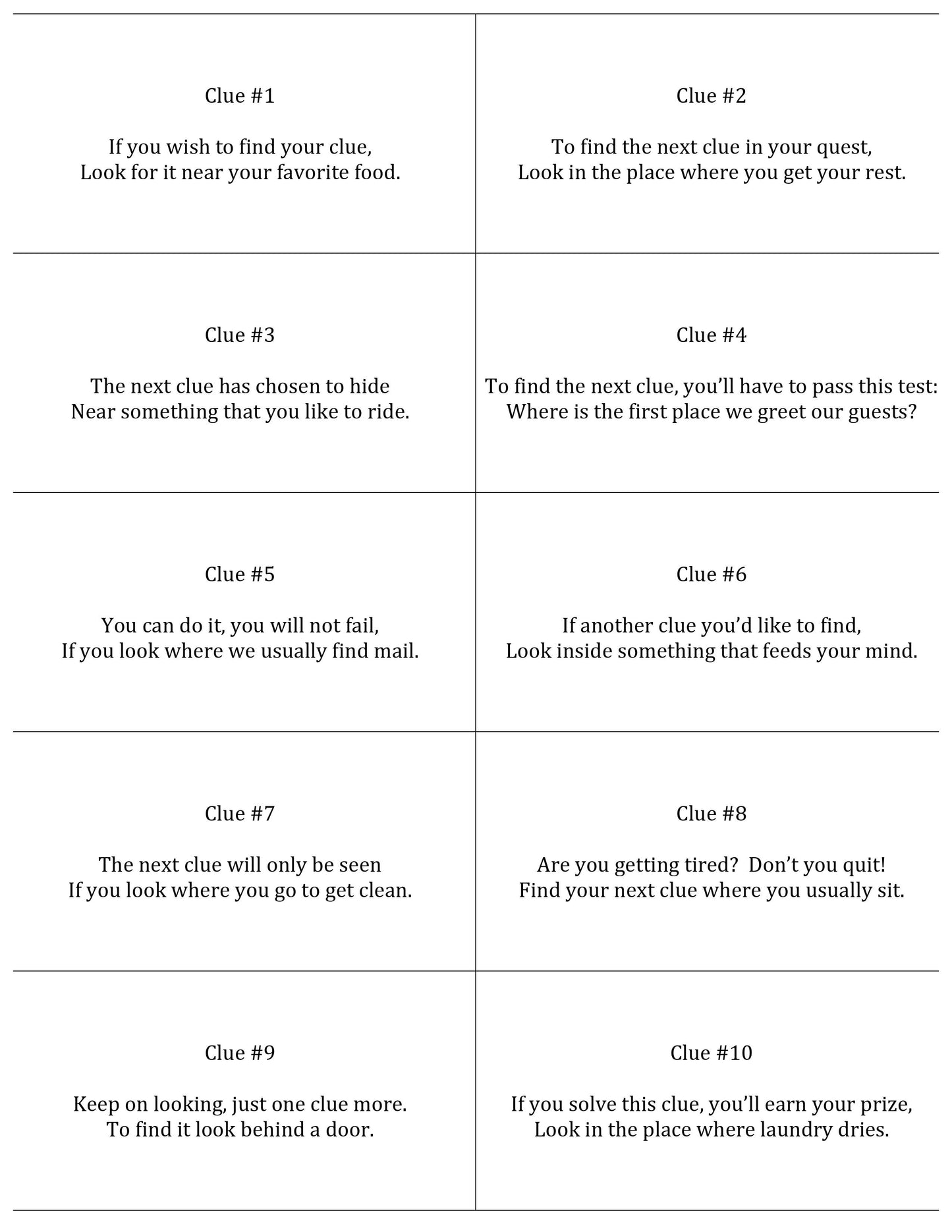 A VIP Vault Basic Treasure Hunt worksheet with a list of words to use in a class.