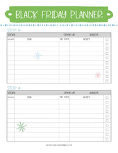 Load image into Gallery viewer, A Wondermom Shop Christmas and holiday prep planner, The Most Wonderful Time of the Year Christmas Planner, with menu planning specifically designed for Black Friday.
