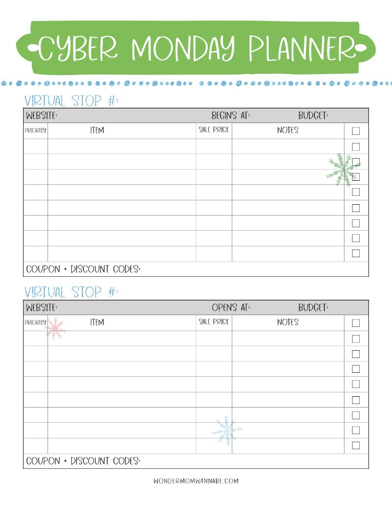 Cyber Monday The Most Wonderful Time of the Year Christmas planner printable from Wondermom Shop.