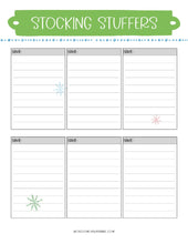 Load image into Gallery viewer, The Most Wonderful Time of the Year Christmas Planner by Wondermom Shop, with printable stocking stuffers for holiday prep.
