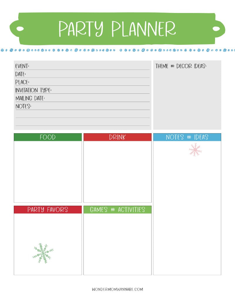 A printable The Most Wonderful Time of the Year Christmas Planner with a green and red background, available at Wondermom Shop.