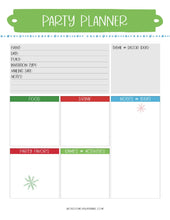 Load image into Gallery viewer, A printable The Most Wonderful Time of the Year Christmas Planner with a green and red background, available at Wondermom Shop.
