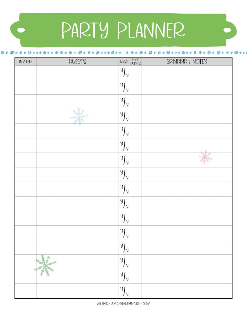 A printable The Most Wonderful Time of the Year Christmas Planner with a snowflake on it, perfect for holiday prep and menu planning from Wondermom Shop.
