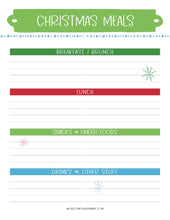 Load image into Gallery viewer, A Most Wonderful Time of the Year Christmas Planner from Wondermom Shop, with a green and blue background, perfect for holiday prep and menu planning.
