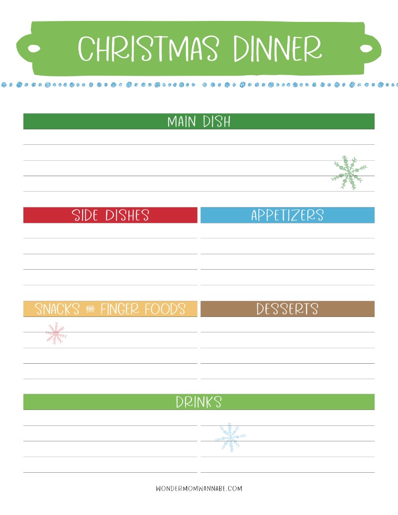 The Most Wonderful Time of the Year Christmas Planner: This Wondermom Shop Christmas dinner menu template is perfect for your holiday prep and menu planning.