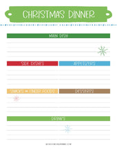Load image into Gallery viewer, The Most Wonderful Time of the Year Christmas Planner: This Wondermom Shop Christmas dinner menu template is perfect for your holiday prep and menu planning.
