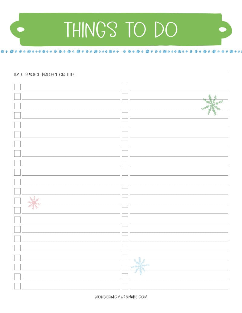 A Wondermom Shop Christmas Planner for holiday prep, including menu planning and a printable list of things to do.