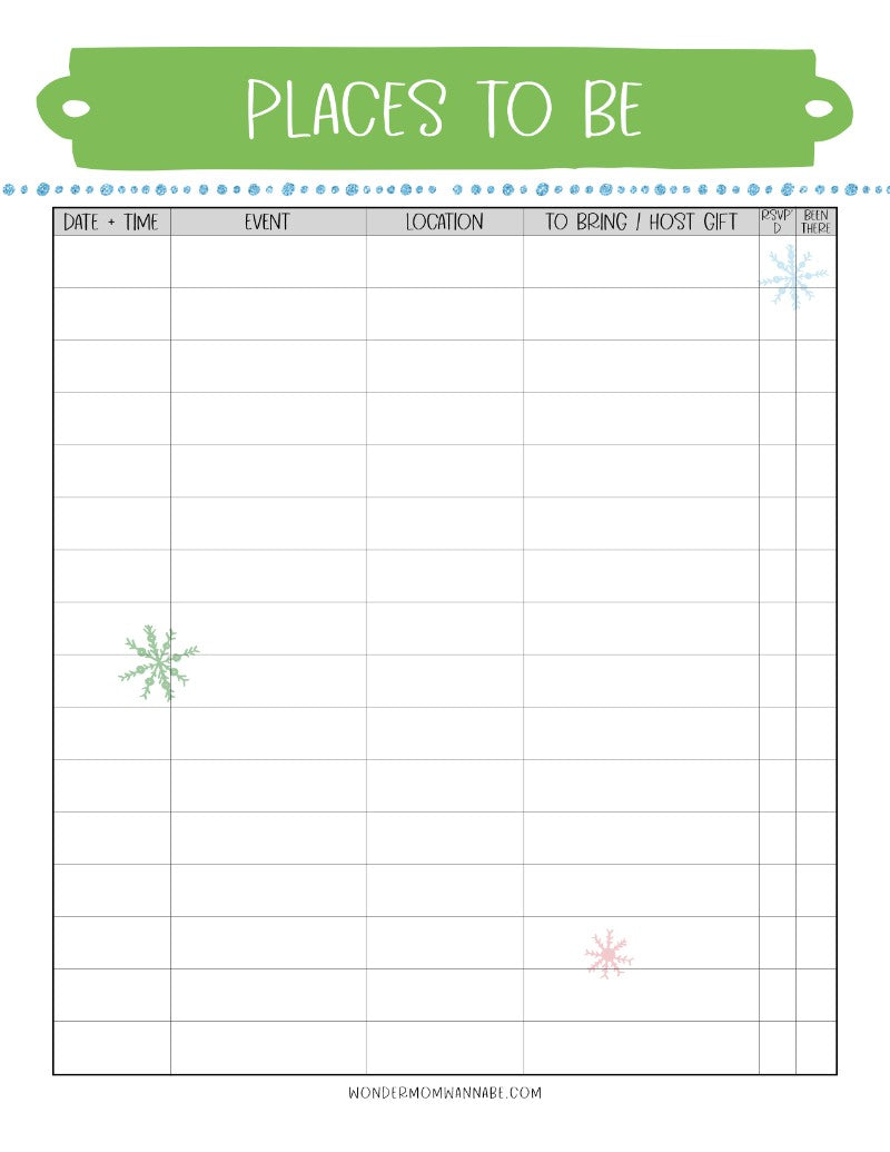A printable The Most Wonderful Time of the Year Christmas Planner sheet for holiday prep and menu planning from Wondermom Shop.