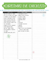 Load image into Gallery viewer, Christmas eve checklist printable for The Most Wonderful Time of the Year Christmas Planner by Wondermom Shop for holiday prep and menu planning.
