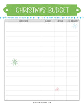 Load image into Gallery viewer, Wondermom Shop&#39;s The Most Wonderful Time of the Year Christmas Planner with printable budget sheet.
