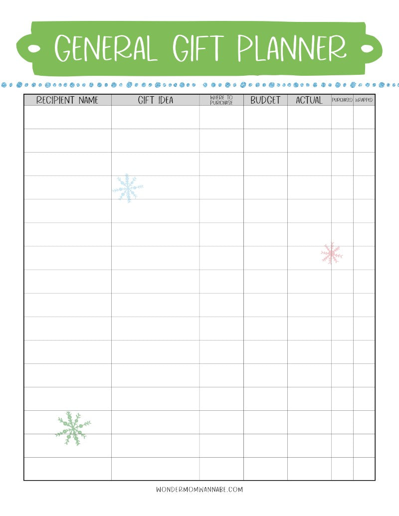 Wondermom Shop presents The Most Wonderful Time of the Year Christmas Planner - General gift and holiday prep printable.