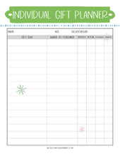 Load image into Gallery viewer, A printable individual gift planner incorporating The Most Wonderful Time of the Year Christmas Planner from Wondermom Shop and Christmas Planner.

