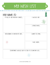 Load image into Gallery viewer, A printable Christmas wish list for kids, perfect for holiday prep and organizing your Most Wonderful Time of the Year Christmas Planner from Wondermom Shop.
