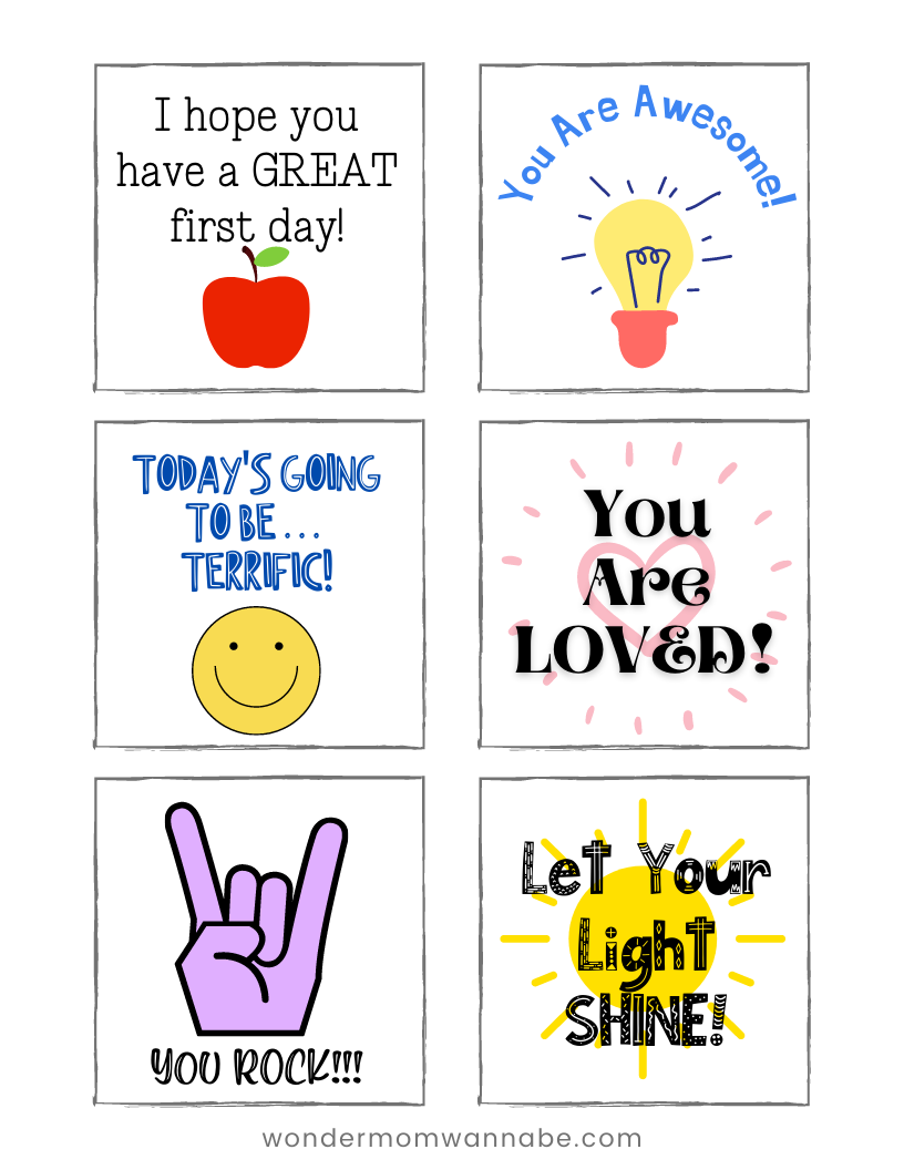 A set of free printable Back to School Kit teacher appreciation cards from Wondermom Shop.