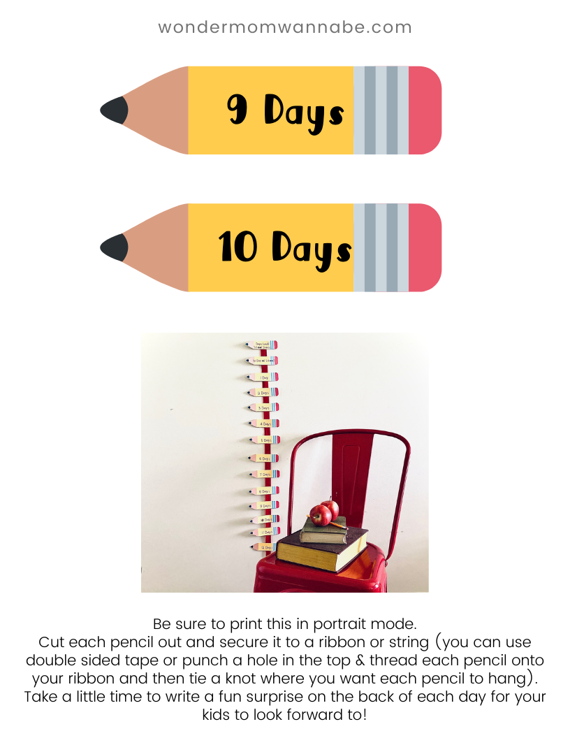 A Back to School Kit by Wondermom Shop with a pencil and a chair next to it.