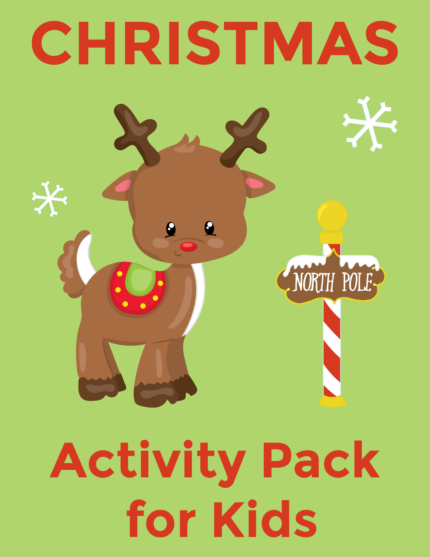 An activity kit for kids with a Christmas reindeer, the Wondermom Shop Christmas Activity Kit for Kids.