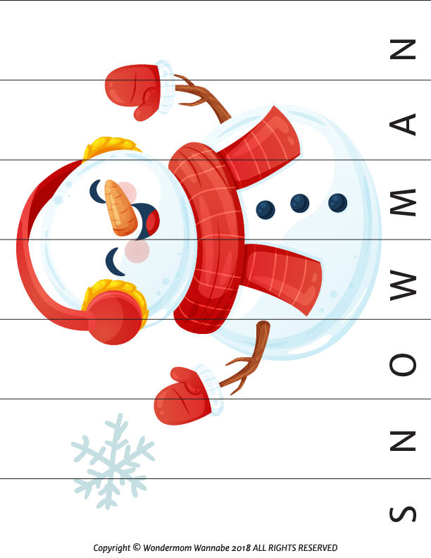 A snowman wearing a scarf and hat is part of the Wondermom Shop Christmas Activity Kit for Kids.