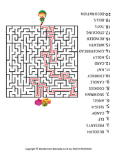 Load image into Gallery viewer, An engaging Wondermom Shop Christmas Activity Kit for Kids, featuring a maze adorned with a picture of Santa Claus, perfect for the holiday season.
