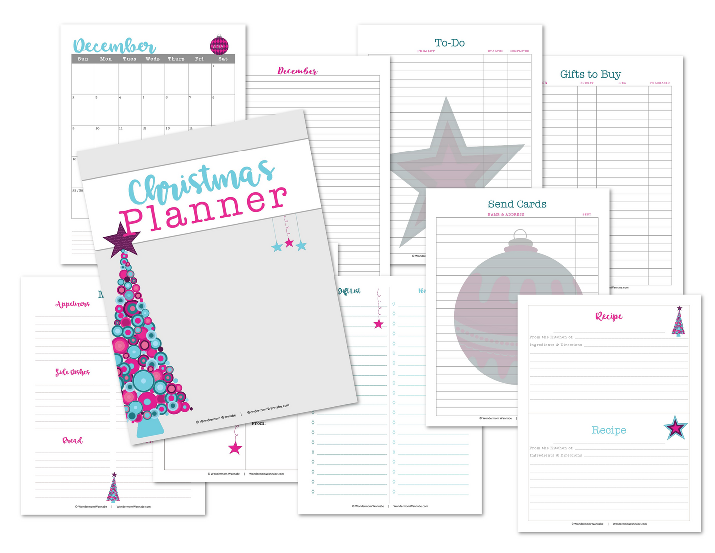 Printable Christmas Planner - Purple and Teal