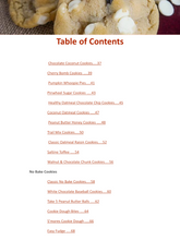Load image into Gallery viewer, A table of contents for the Wondermom Wannabe&#39;s Family&#39;s Favorite Cookie Recipes Digital Cookbook.
