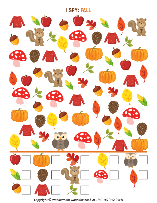 Printable Fall Activity Kit for Preschoolers from Wondermom Shop.