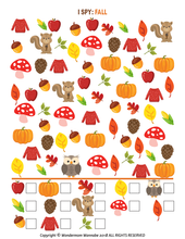 Load image into Gallery viewer, Printable Fall Activity Kit for Preschoolers from Wondermom Shop.
