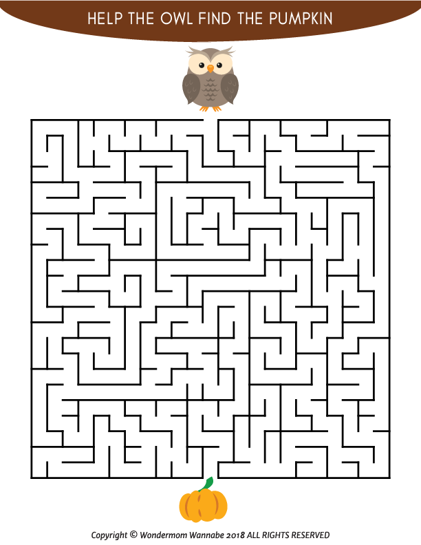 Help kids find the printable pumpkin maze in the Wondermom Shop Fall Activity Kit for Kids.