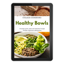 Load image into Gallery viewer, Wondermom Wannabe&#39;s Healthy Bowls College Cookbook features healthy recipes for easy and budget-friendly meals. This ebook includes a variety of delicious and nutritious bowl recipes perfect for any college cook looking to eat well without breaking the bank.
