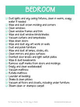Load image into Gallery viewer, A printable list of deep cleaning tasks for a bedroom using the Home Cleaning Planner from Wondermom Shop.
